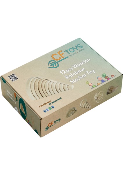 Waldorf Boyanabilir Gökkuşağı Eğitici Ahşap Oyuncak (29 CM) + Hediye Sırt Çantası