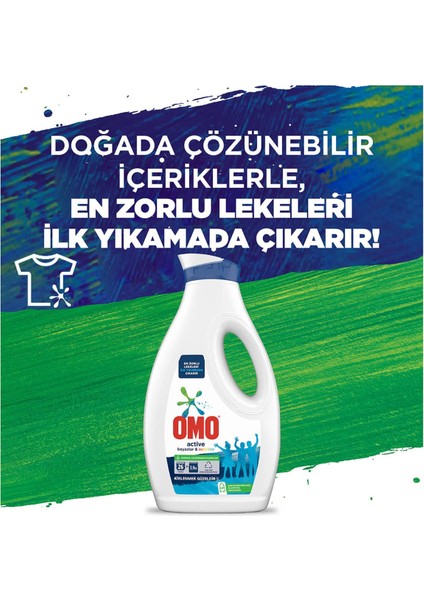 Sıvı Deterjan Active Beyazlar ve Renkliler 1690 ml X1 + Yumoş Yumuşatıcı Extra Orkide 1440 ml X1