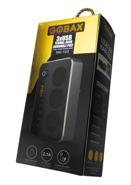 Akım Korumalı Akıllı Priz,termal Akım Korumalı 3x Ledli Usb, 3x Priz 2 M Uzatmalı Çocuk Korumalı