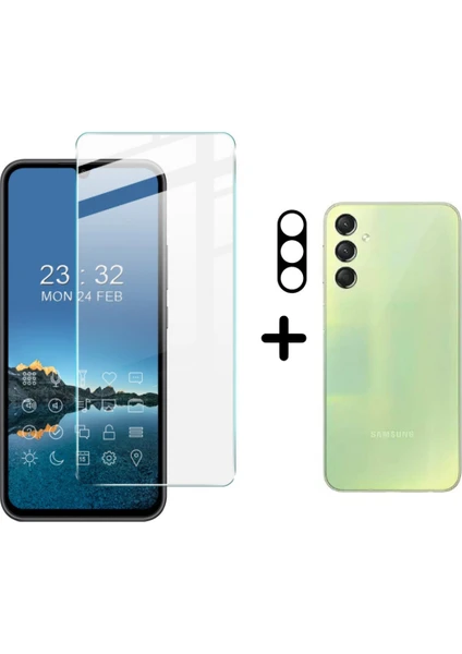 Samsung Galaxy A24 Temperli Cam Ekran Koruyucu ve Kamera Lens Koruyucu Seti