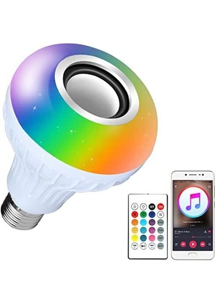Bluetooth Hoparlör Akıllı Led Ampul Lamba (3791)