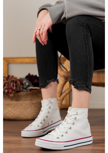 Siyah Uzun Keten Spor Ayakkabı