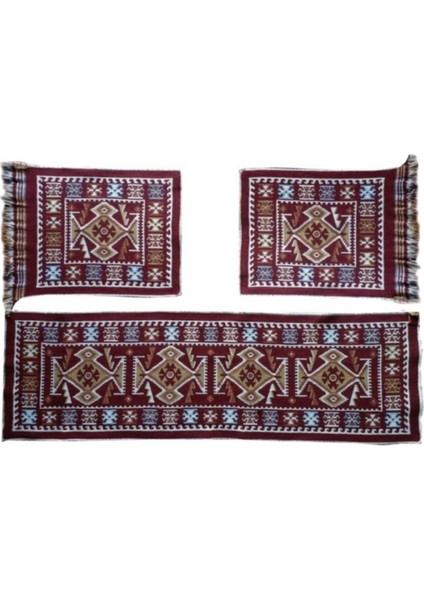 3'lü Oto Koltuk Kilim Set - Çift Taraflı - Yıkanabilir