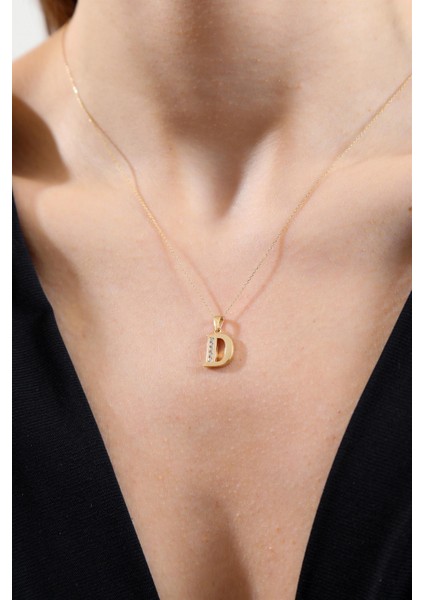 Altın Taşlı D Harfi Kolye indirimleri