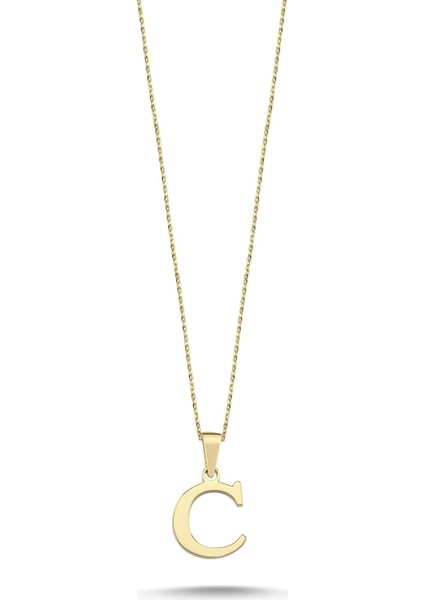 Altın Sade C Harfi Kolye