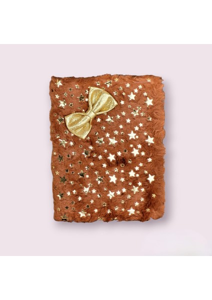 Peluş Hatıra Defteri Yaldızlı Kahverengi PN-628