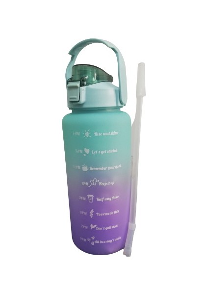 2'li Motivasyonel Işaretli Su Matarası - 2000+900 ml Ikiz Sporcu Tritan Su Matarası modelleri