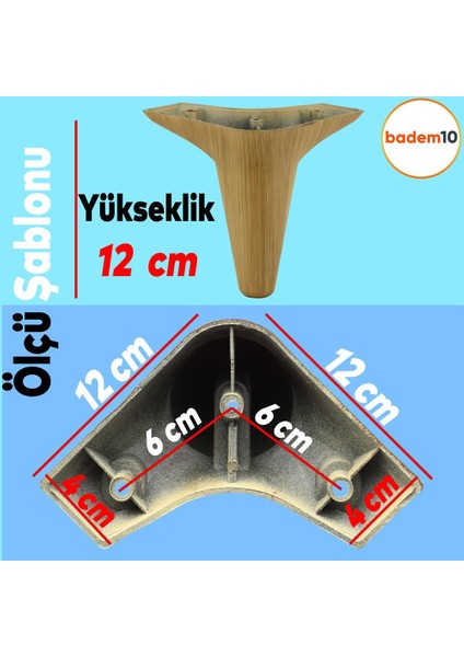 Aspen Lüks Mobilya Kanepe Koltuk Tv Ünitesi Baza Ayağı Ayakları 12 Cm Açık Kahverengi 4 Adet