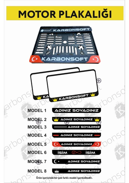 Karbon Soft Motorsiklet Takmatik Kişiye Özel Plakalık - 1 Adet