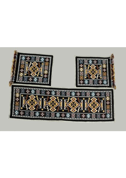 3'lü Oto Koltuk Kilim Set - Çift Taraflı - Yıkanabilir