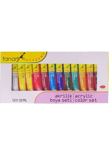 Academy Akrilik Boya Seti 12 Renk x 12ML