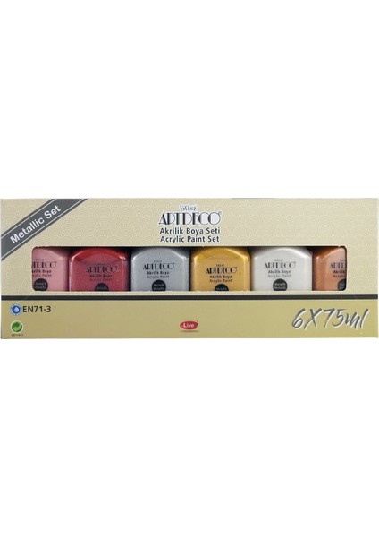 Akrilik Boya 6X75ML Metalik Renkler