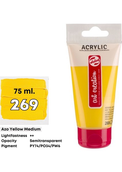 Akrilik Boya 75ML 269 Azo Yellow Medium