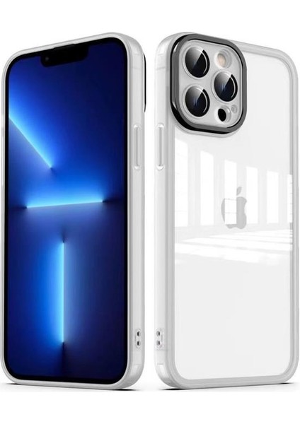 Apple iPhone 12 Pro Max Metal Kamera Korumalı Transparan Renkli Kapak