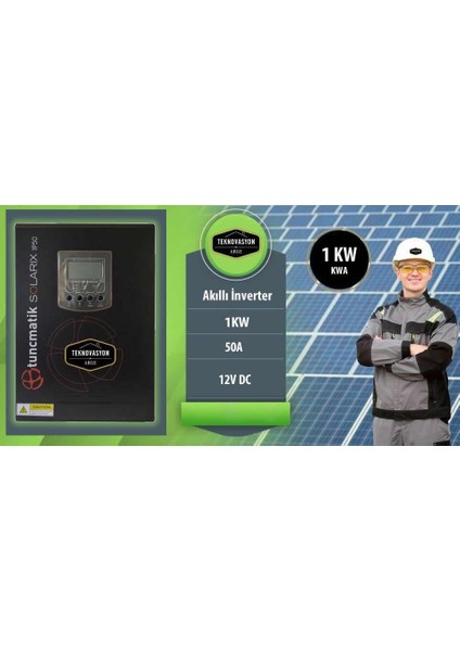 Teknovasyon Arge Tunçmatik Solarix 1 Kw 1 Kva Pwm 50A Akıllı Inverter – 12V Dc