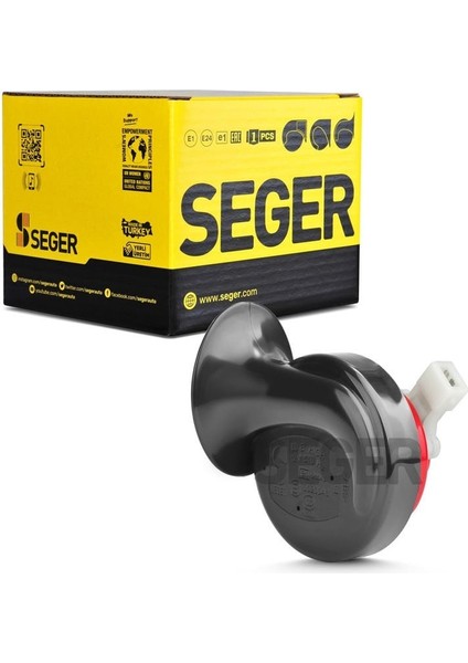 SEGER-60B Salyangoz Korna 12V (Dadat), Ince Ses ,jpt Soket (Dacia, Renault, Citreon, Peugeot)