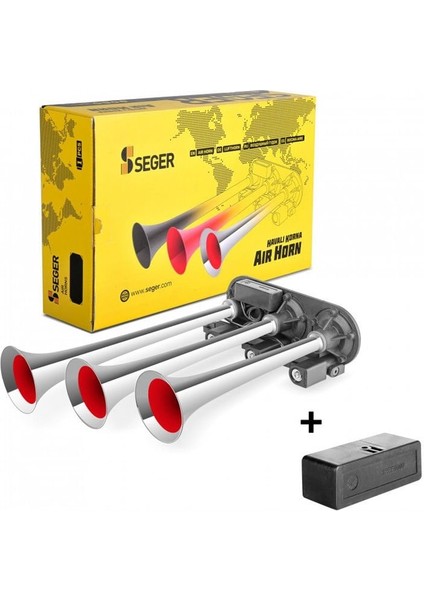 SEGER-82EH Dalidali Arap Havalı Korna 24V, Krom Borulu, Melodili, Hızlı - Yavaş Opsiyon, Saydırmalı