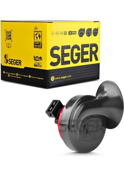 SEGER-60B Salyangoz Korna 12V (Dadat), Kalın Ses, K-Jet 2x Soket (Vw, Audi, Skoda, Seat, Mercedes)