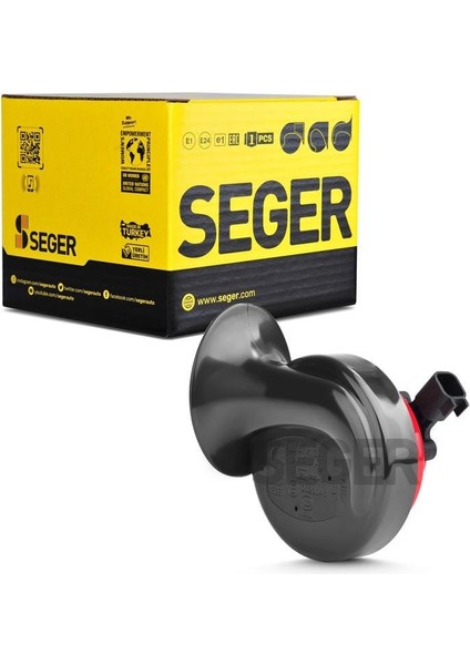 SEGER-60B Salyangoz Korna 12V (Dadat), Ince Ses, Delphi 1541 Soket (Fiat, Ford, Nissan, Opel, Chevrolet)