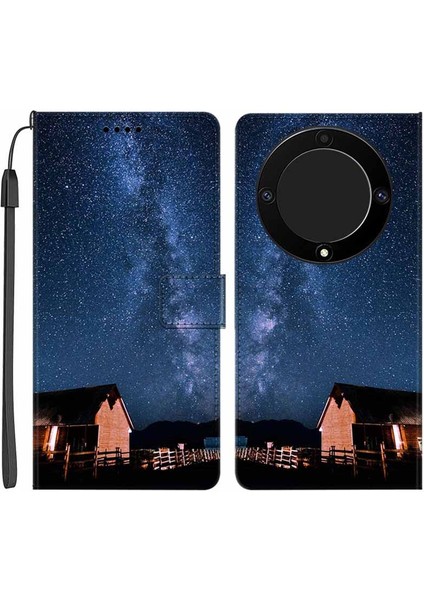 Honor X9A 5g Pu Deri Telefon Kılıf Desen Baskı Katlama Stand Cüzdan Kapağı Kayış (Yurt Dışından)