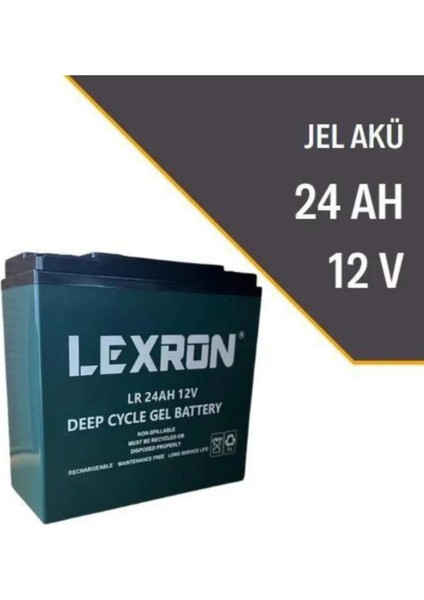 12 Volt 24AH Amper Solar Sistem ve Elektrikli Araç Jel ve Bisiklet Akü