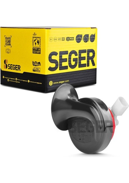 SEGER-60B Salyangoz Korna 12V (Dadat), Ince Ses, Fcı Soket (Vw, Audi, Skoda, Seat, Mercedes)