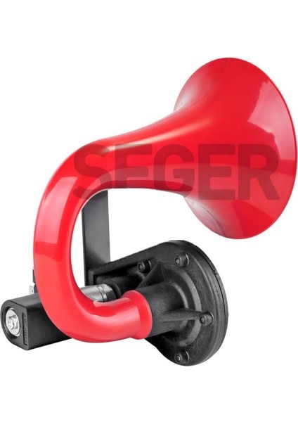 SEGER-80JH Tek Boynuz Havalı Korna 12V (Unıchorn), Kırmızı Plastik Borulu
