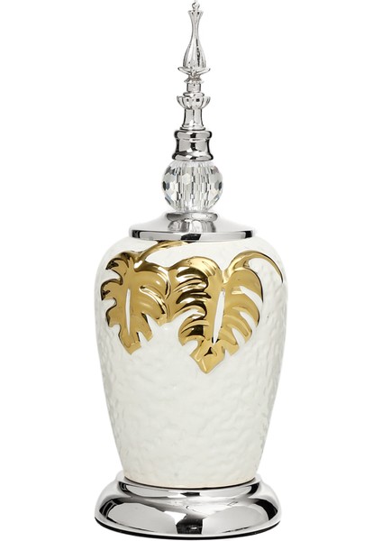 Silver Beyaz Kapaklı Uzun Vazo AK.JE0169