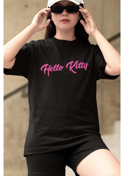 Hello Kitty Siyah Baskılı Tişört