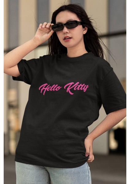 Hello Kitty Siyah Baskılı Tişört
