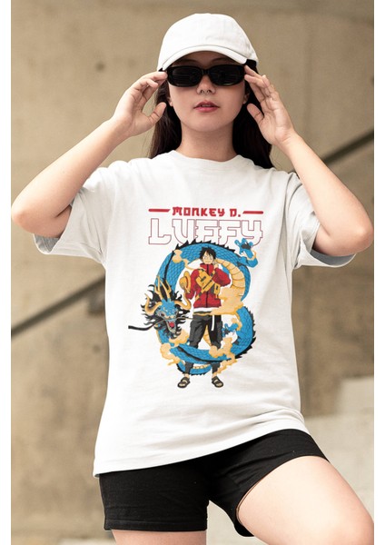 One Piece Luffy Kaido Beyaz Tişört