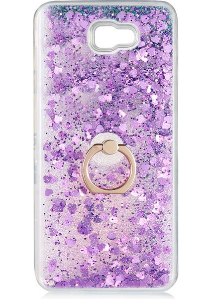 Samsung Galaxy J7 Prime Milce Sulu Yüzüklü Silikon Arka Kapak Mor Kılıf