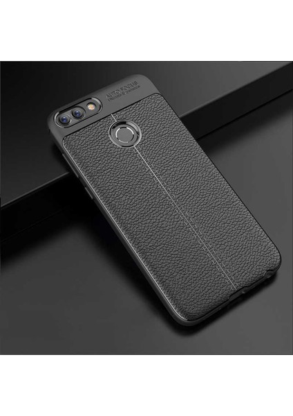 Case Street Huawei P Smart Niss Silikon Deri Görünümlü + Nano Lacivert Kılıf