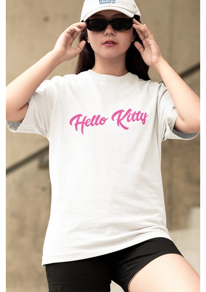 Hello Kitty Baskılı Beyaz Tişört