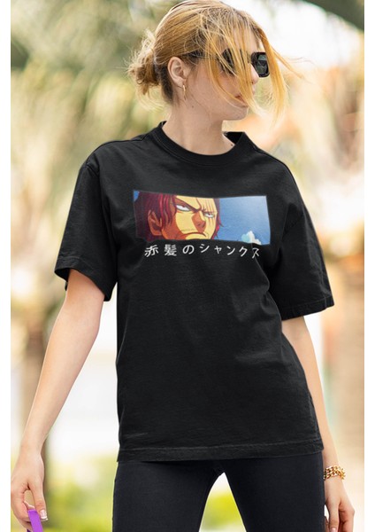 One Piece Shanks Eyes Siyah Tişört