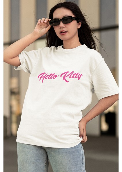 Hello Kitty Baskılı Beyaz Tişört