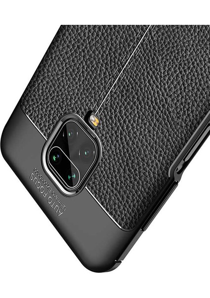 Xiaomi Redmi Note 9s Niss Silikon Deri Görünümlü + Nano Lacivert Kılıf