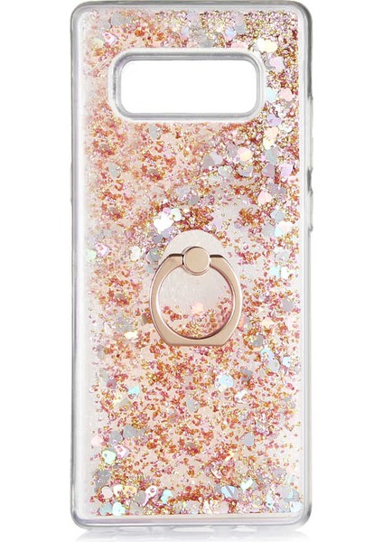 Samsung Galaxy Note 8 Milce Sulu Yüzüklü Silikon Arka Kapak Gold Kılıf