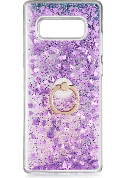 Samsung Galaxy Note 8 Milce Sulu Yüzüklü Silikon Arka Kapak Mor Kılıf