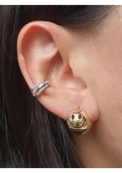 Gold Smiley Top Küpe
