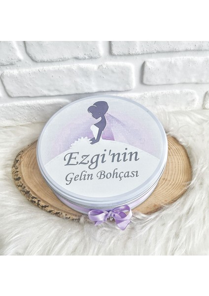 100 Adet İsme Özel Lila Gelin Bohçası Temalı Çikolata