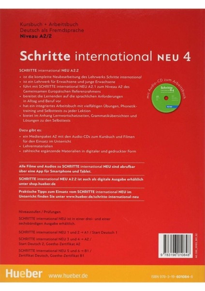 Huber Schritte International Neu 4. A2.2 Kurs Und Arbeitsbuch + CD-Rom
