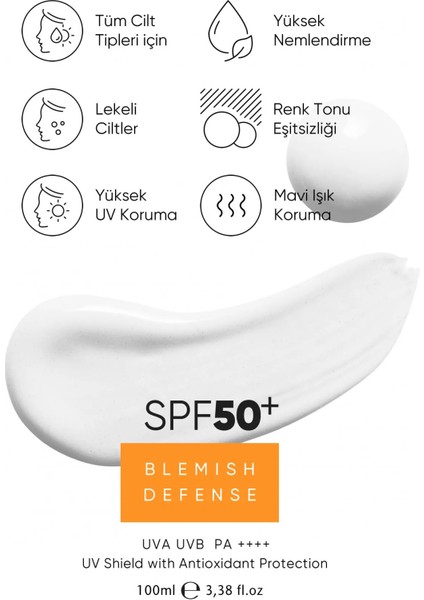 Lekeli Ciltler İçin Antioksidan Destekli 50SPF Uva/uvb Güneş Kremi