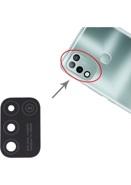 Infinix HOTE 10 PLAY Arka Kamera Camı Lens Yapışkanlı
