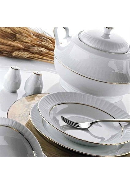 Kütahya Porselen Sedef Yaldızlı Çukur Yemek Tabağı 6'Lı 21 Cm