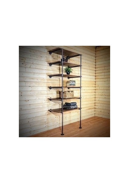 Dekoratif Borudan Raf ve Askılık 100 cm
