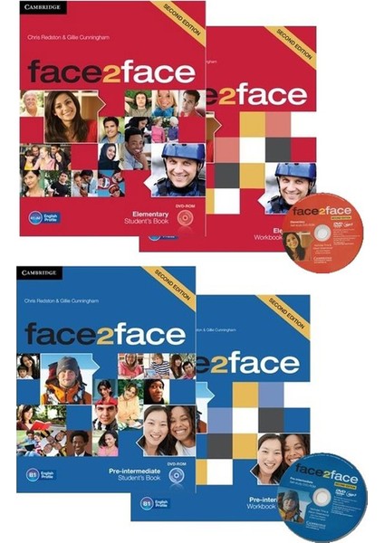 - FACE2FACE Elemantary + FACE2FACE Pre-Intermediate (2 Students Book + 2 Workbook + 2 Dvd)