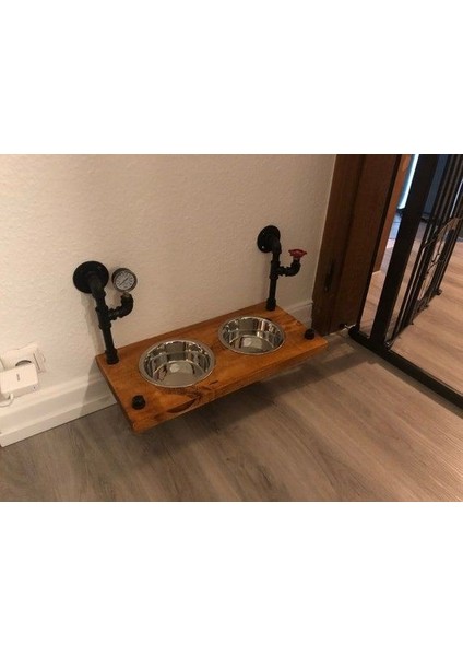 Dekoratif Borudan Kedi Köpek Mama Standı