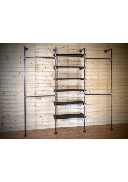 Dekoratif Borudan Raf ve Askılık 300 cm