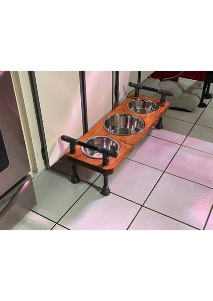 Dekoratif Borudan Kedi Köpek Mama Standı